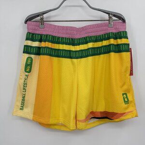 Baseball Lifestyle 101 Mesh Athletic Shorts Size M Medium Men’s Yellow Pencil